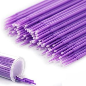 Disposable Plastic Stem Button Long Head Micro Brush | Purple | 100pcs