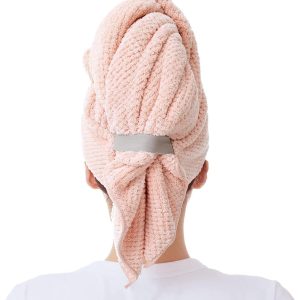 Quick-Drying Absorbent Hair Drying Towel Pink