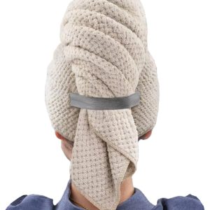 Quick-Drying Absorbent Hair Drying Towel | Beige
