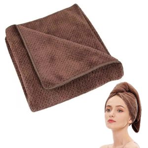 Quick-Drying Absorbent Hair Drying Towel Dark Brown